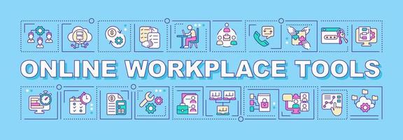 Online workplace tools word concepts blue banner vector