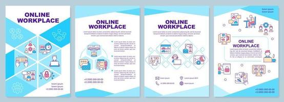 Online workplace blue brochure template vector