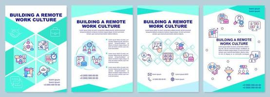 creación de plantilla de folleto de menta de cultura de trabajo remoto vector