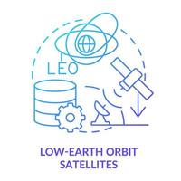 icono de concepto de gradiente azul de satélites de órbita terrestre baja vector