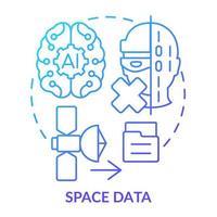 icono de concepto de degradado azul de datos espaciales vector