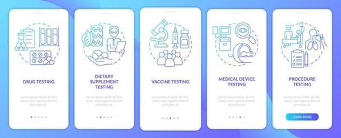 Things to be tested blue gradient onboarding mobile app screen vector