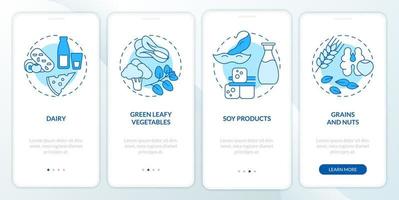 Best nutrition for bones health blue onboarding mobile app screen vector