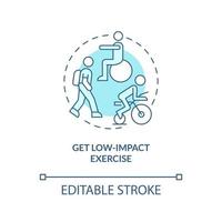 Get low-impact exercise turquoise concept icon vector