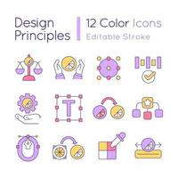 principios de diseño conjunto de iconos de color rgb vector