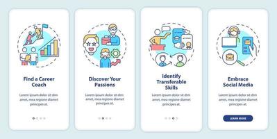 What to do if career is wrong onboarding mobile app screen vector