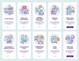 How to choose right job onboarding mobile app screen set vector