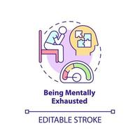 Being mentally exhausted concept icon vector