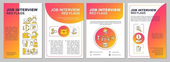 Job interview warning signs red gradient brochure template vector