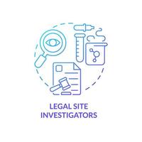 icono de concepto de gradiente azul de investigadores de sitios legales vector