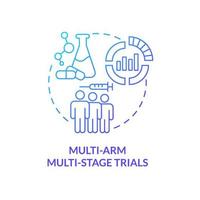 Multi-arm multi-stage trials blue gradient concept icon vector