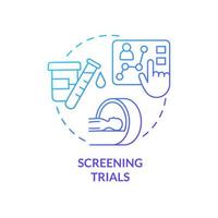 Screening trials blue gradient concept icon vector