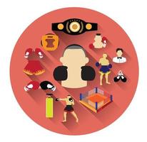 Modern flat boxing icons set with long shadow effect vector