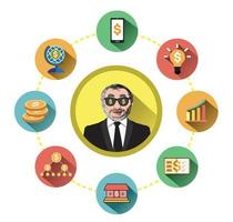 Businessman and business icons vector