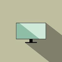Television monitor icon vector design. Wide screen computer monitor, Smart TV Widescreen flat icon with long shadow, Illustration flat style
