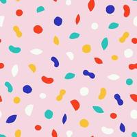 Seamless texture with different modern shapes. Creative pattern with paper cut geometrical figures. Multicolored background vector