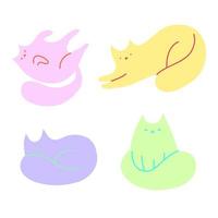 divertidos gatos kawaii coloridos. juego de pegatinas con gato. ilustración vectorial vector