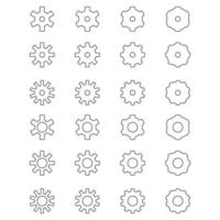 gran conjunto de vectores de diferentes iconos de línea de engranajes