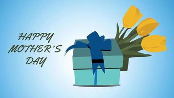 Box Gift of Chocolates and Bouquet of Flowers on Mother's Day vector