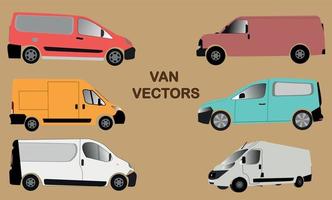 conjunto de furgonetas en diferentes colores y formas vector