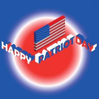 3d Isometric Text of the Patriot's Day in Gradient Color vector