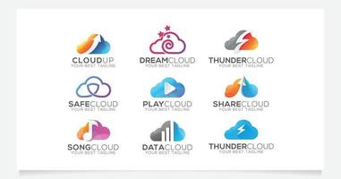 colección de logotipos en la nube para empresas o agencias vector