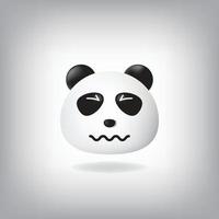 emoticono de panda confundido con ojos arrugados boca arrugada vector