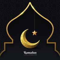 elegant ramadan kareem background with crescent moon decorative vector