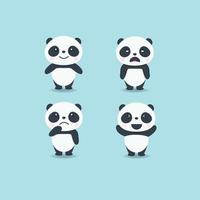 Emotion Cute Panda Set Vector