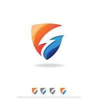 Shield Flash logo design vector