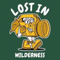 Lost in wilderness, Outdoor and camping t shirt design vector