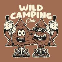 diseño de camiseta de club de camping salvaje vector