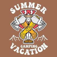 diseño de camiseta de vacaciones de campamento de verano para imprimir vector