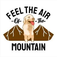 Cute dog in the mountain t shirt design vector