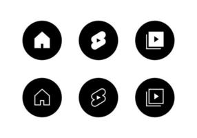 Home, Shorts, and Library Icon Symbol in Circle Button vector