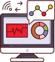 monitorear la ilustración vectorial analítica en un fondo. símbolos de calidad premium. iconos vectoriales para concepto y diseño gráfico. vector