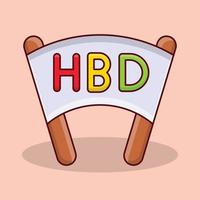 Ilustración de vector de banner hbd en un fondo. Símbolos de calidad premium. iconos vectoriales para concepto y diseño gráfico.