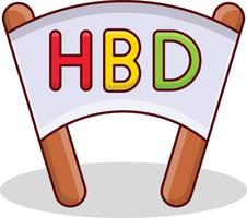 Ilustración de vector de banner hbd en un fondo. Símbolos de calidad premium. iconos vectoriales para concepto y diseño gráfico.