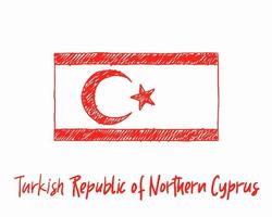 Turkish Republic of Northern Cyprus Flag Marker or Pencil Sketch Illustration Vector