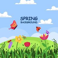 Flat Spring Insects Background vector