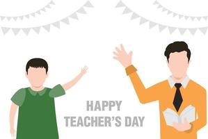 The teacher and student waving to each other. vector