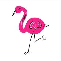 Cartoon pink flamingo on white background vector