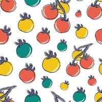 Seamless hand drawn cherry tomato pattern vector