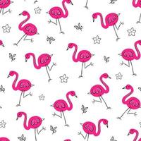 Seamless floral pattern with flamingo vector