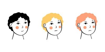 caras de bebes con diferentes emociones vector