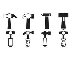 hammer tool icons set vector