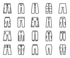 pantalones, pantalones, línea, iconos vector