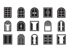 arch window icons set vector