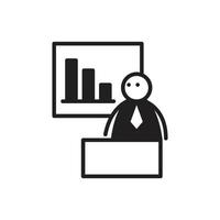 businessman stick figure and bar chart illustration vector