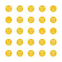 amazed and bored cute emoticons set vector
